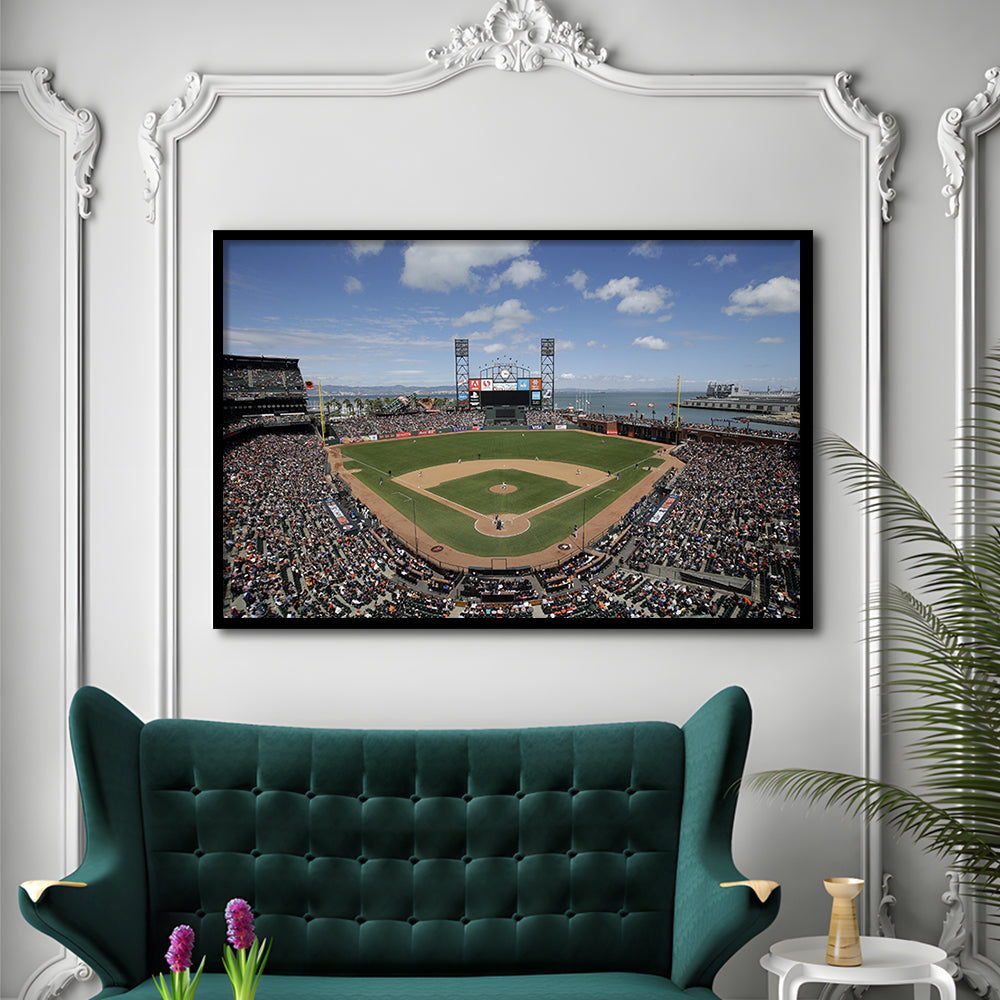 Oracle Park Formerly art Park, Stadium Canvas, Sport Art, Gift for him, Framed Art Print Wall Decor, Picture Framed