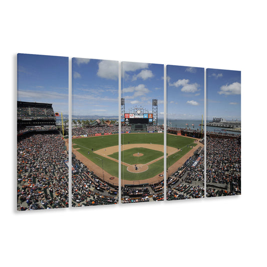 Oracle Park Formerly art Park, Stadium Canvas, Sport Art, 5 Panel B, Extra Large Canvas, Canvas Print Wall Art
