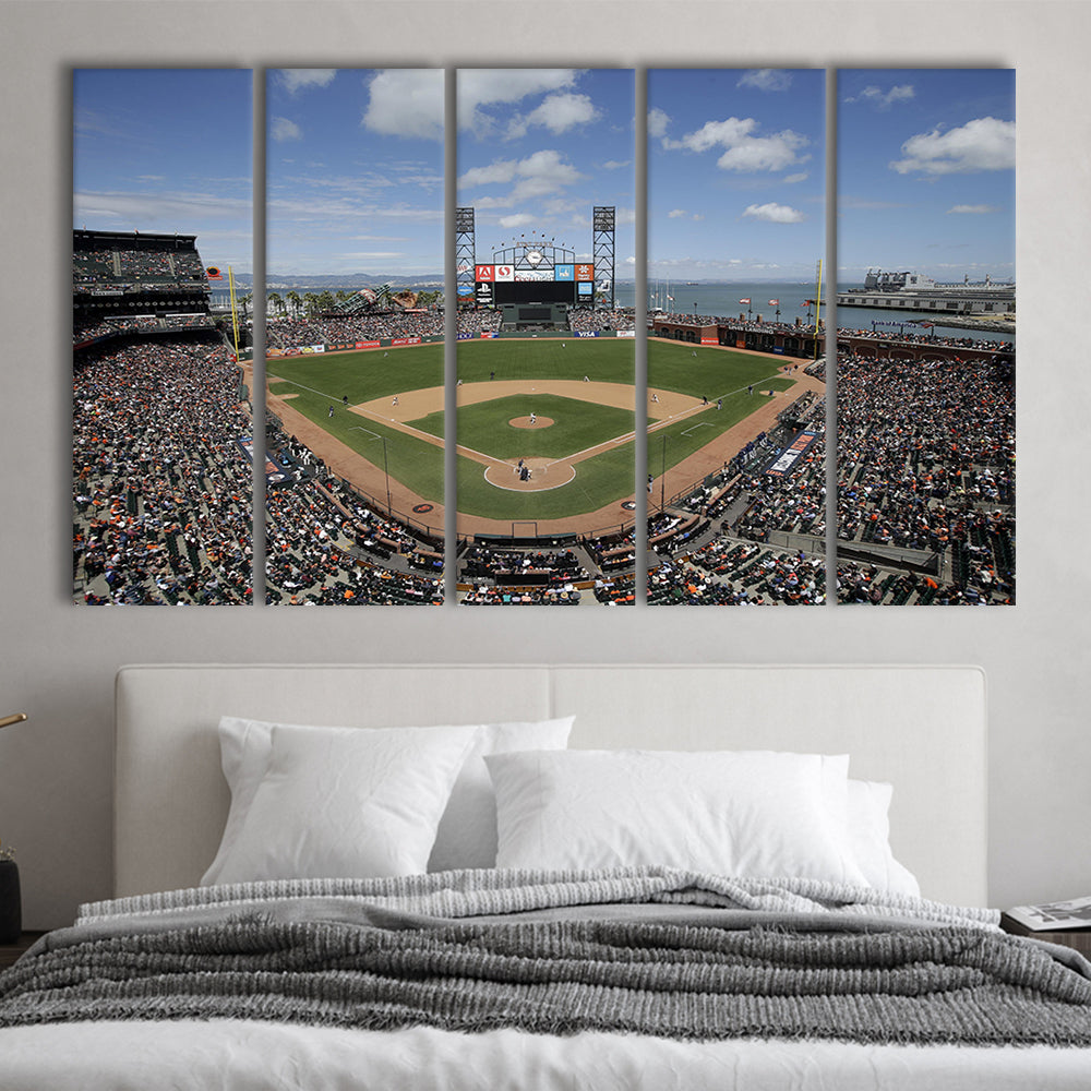 Oracle Park Formerly art Park, Stadium Canvas, Sport Art, 5 Panel B, Extra Large Canvas, Canvas Print Wall Art
