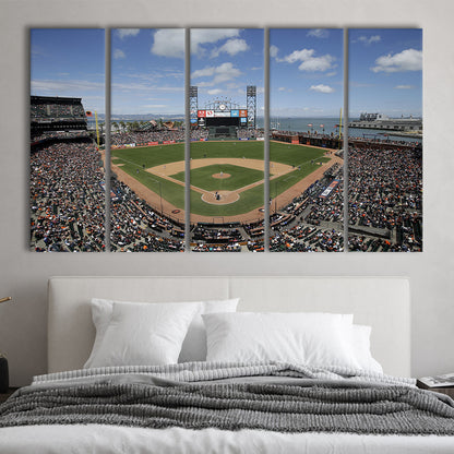 Oracle Park Formerly art Park, Stadium Canvas, Sport Art, 5 Panel B, Extra Large Canvas, Canvas Print Wall Art
