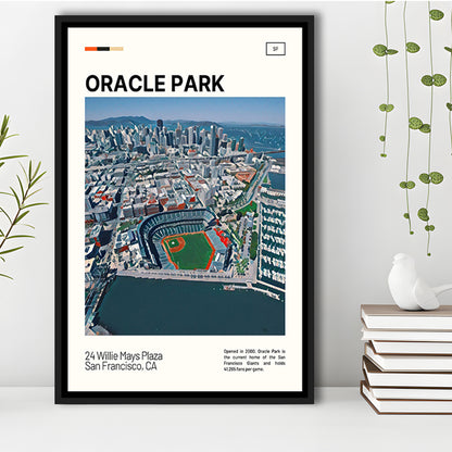 Oracle Park Print, San Francisco Giants Stadium Canvas Art, Man Cave Gift, Floating Framed Canvas Print Wall Art