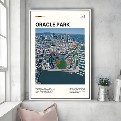 Oracle Park Print, San Francisco Giants Stadium Canvas Art, Man Cave Gift, Floating Framed Canvas Print Wall Art