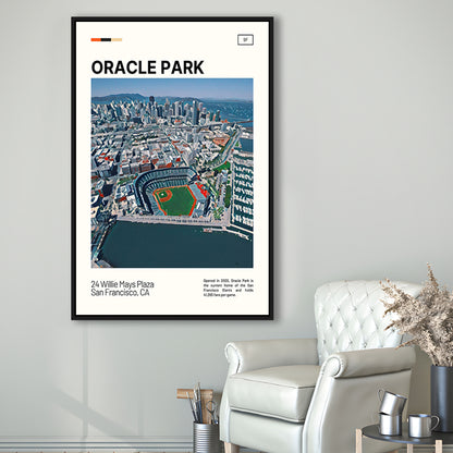 Oracle Park Print, San Francisco Giants Stadium Canvas Art, Man Cave Gift, Floating Framed Canvas Print Wall Art