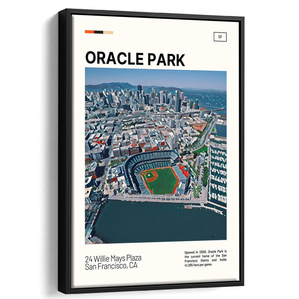 Oracle Park Print, San Francisco Giants Stadium Canvas Art, Man Cave Gift, Floating Framed Canvas Print Wall Art