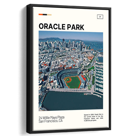 Oracle Park Print, San Francisco Giants Stadium Canvas Art, Man Cave Gift, Floating Framed Canvas Print Wall Art