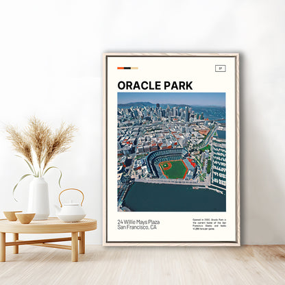 Oracle Park Print, San Francisco Giants Stadium Canvas Art, Man Cave Gift, Floating Framed Canvas Print Wall Art
