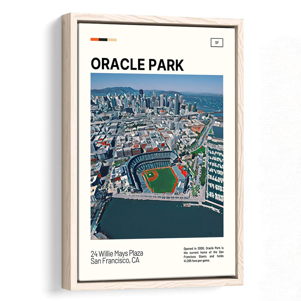 Oracle Park Print, San Francisco Giants Stadium Canvas Art, Man Cave Gift, Floating Framed Canvas Print Wall Art