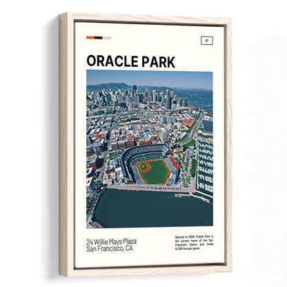 Oracle Park Print, San Francisco Giants Stadium Canvas Art, Man Cave Gift, Floating Framed Canvas Print Wall Art