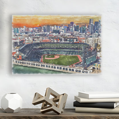 Oracle Park WaterColor, San Francisco California Baseball Watercolor, Sport Art, Gifts for him, Canvas Print Wall Art