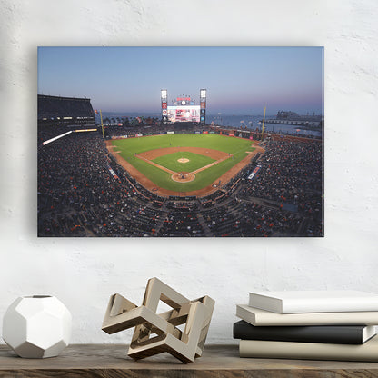 Oracle Park at Night, Stadium Canvas, Sport Art, Gift for him, Man Cave Decor, Art Print, Canvas Print Wall Art