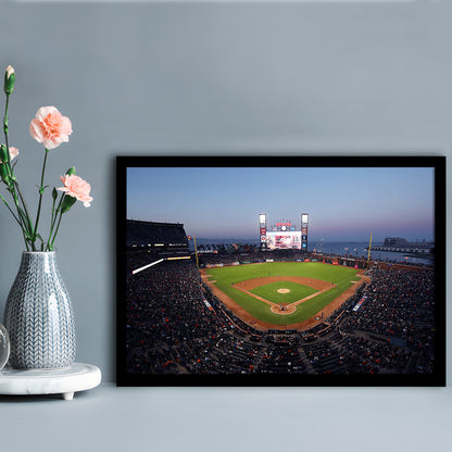 Oracle Park at Night, Stadium Canvas, Sport Art, Gift for him, Framed Art Print Wall Decor, Picture Framed