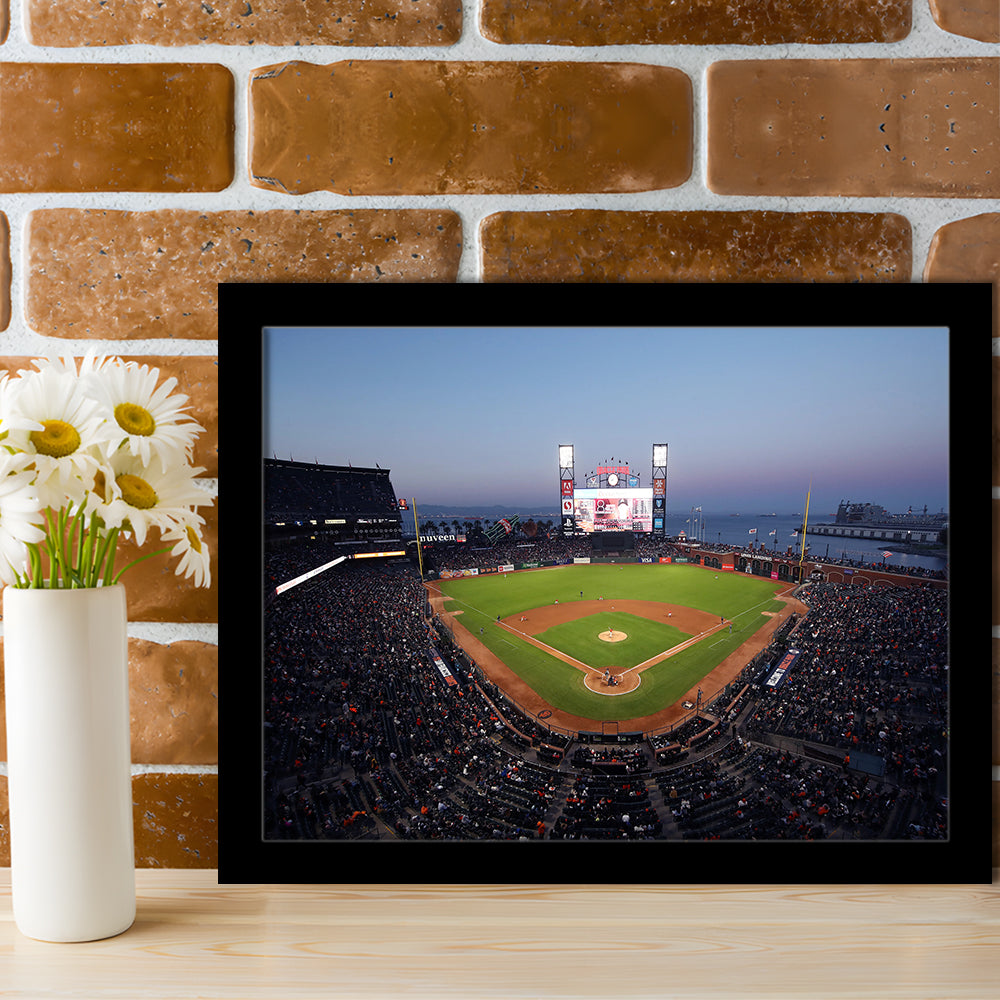 Oracle Park at Night, Stadium Canvas, Sport Art, Gift for him, Framed Art Print Wall Decor, Picture Framed