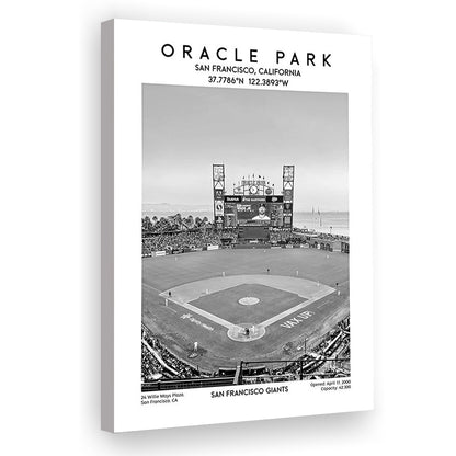 Oracle Park Stadium Black And White, San Francisco Giants Baseball Stadium Wall Art, Canvas Prints Wall Art, Man Cave Decor