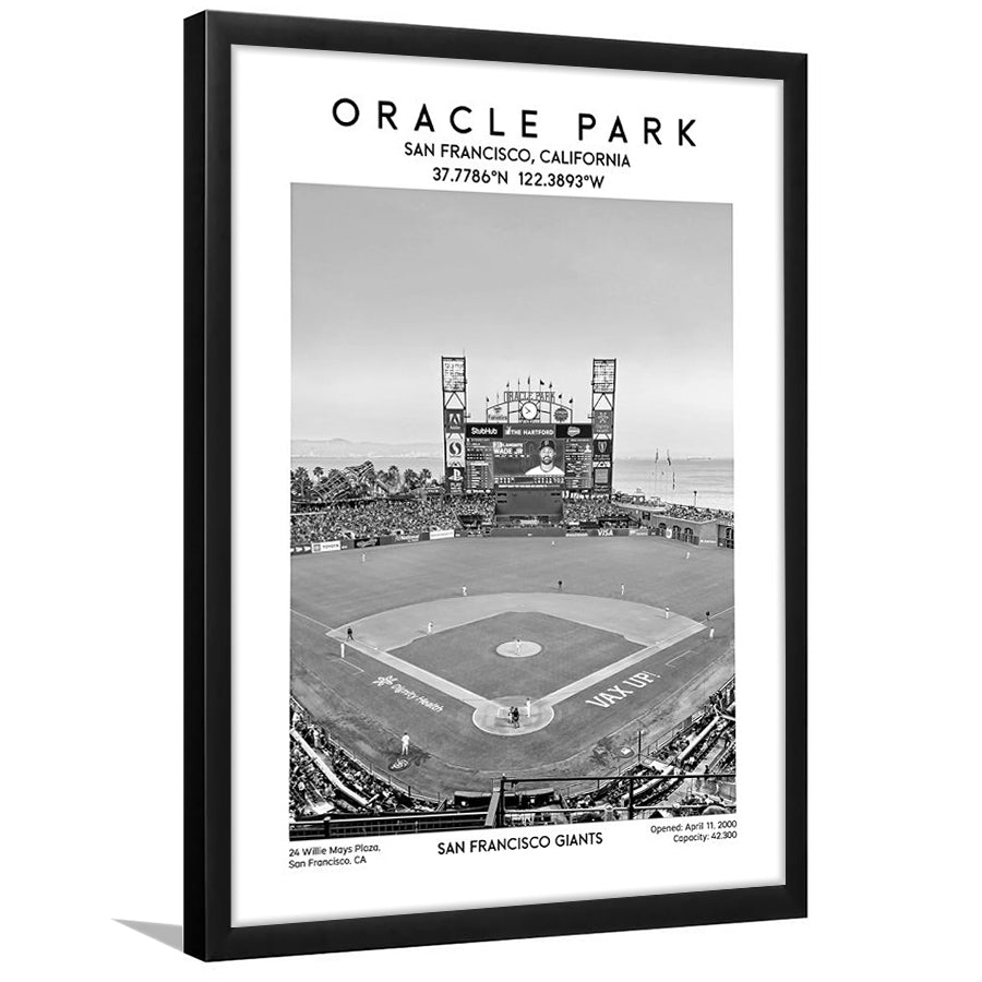 Oracle Park Stadium Black And White, San Francisco Giants Baseball Stadium Wall Art, Framed Art Prints Wall Decor