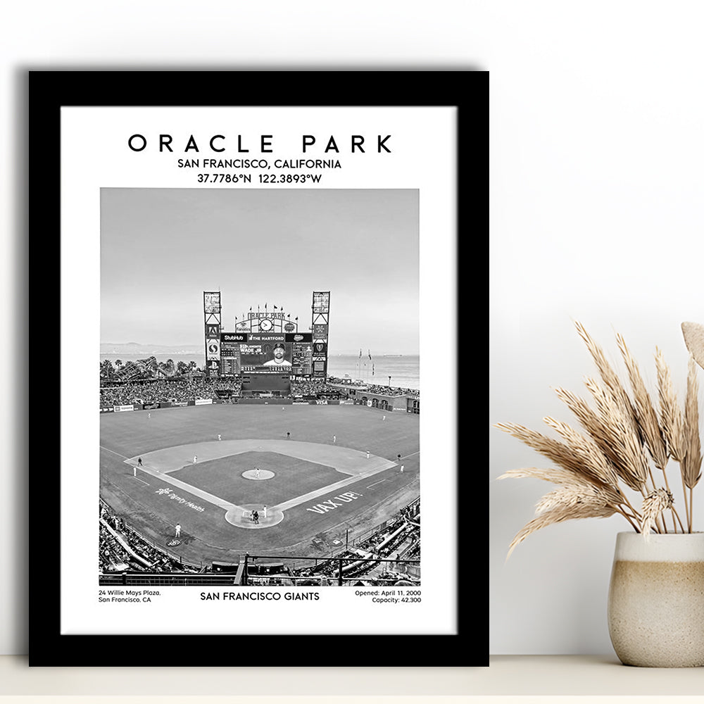 Oracle Park Stadium Black And White, San Francisco Giants Baseball Stadium Wall Art, Framed Art Prints Wall Decor