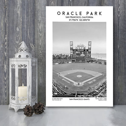 Oracle Park Stadium Black And White, San Francisco Giants Baseball Stadium Wall Art, Canvas Prints Wall Art, Man Cave Decor