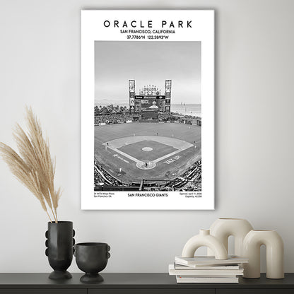 Oracle Park Stadium Black And White, San Francisco Giants Baseball Stadium Wall Art, Canvas Prints Wall Art, Man Cave Decor