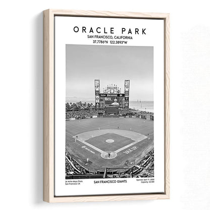 Oracle Park Stadium Black And White, San Francisco Giants Baseball Stadium Wall Art, Framed Canvas Prints Wall Art
