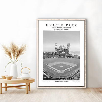 Oracle Park Stadium Black And White, San Francisco Giants Baseball Stadium Wall Art, Framed Canvas Prints Wall Art