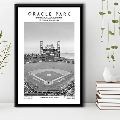 Oracle Park Stadium Black And White, San Francisco Giants Baseball Stadium Wall Art, Framed Canvas Prints Wall Art