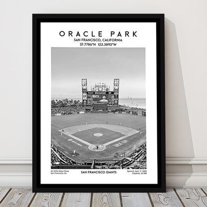 Oracle Park Stadium Black And White, San Francisco Giants Baseball Stadium Wall Art, Framed Canvas Prints Wall Art