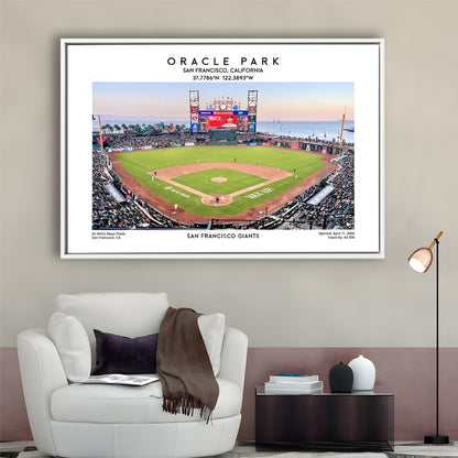 Oracle Park Stadium, San Francisco Giants Baseball Stadium Wall Art Print, Framed Canvas Print Wall Art