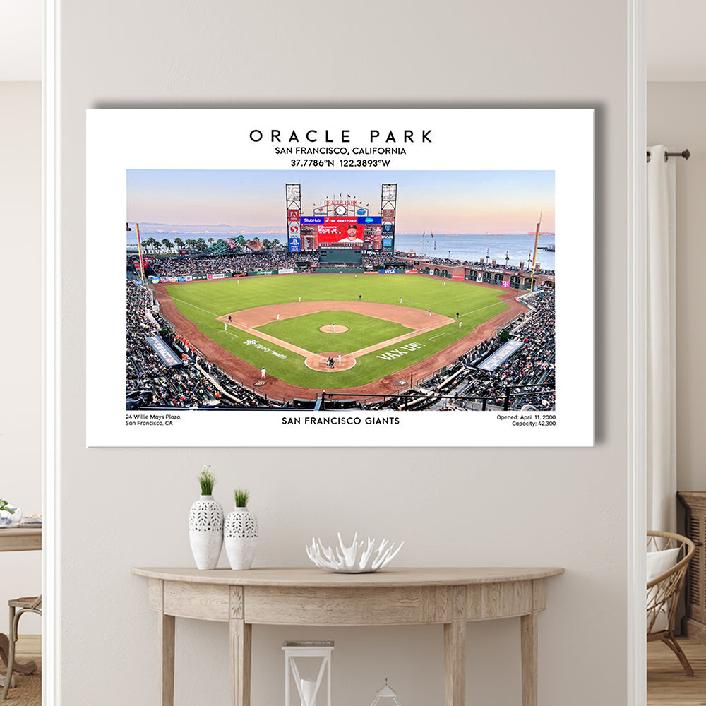 Oracle Park Stadium, San Francisco Giants Baseball Stadium Wall Art Print, Canvas Print Wall Art, Man Cave Gift