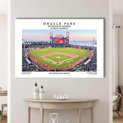 Oracle Park Stadium, San Francisco Giants Baseball Stadium Wall Art Print, Canvas Print Wall Art, Man Cave Gift