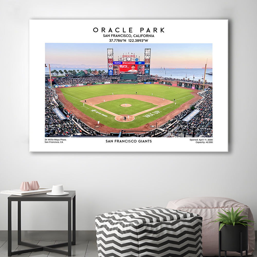 Oracle Park Stadium, San Francisco Giants Baseball Stadium Wall Art Print, Canvas Print Wall Art, Man Cave Gift