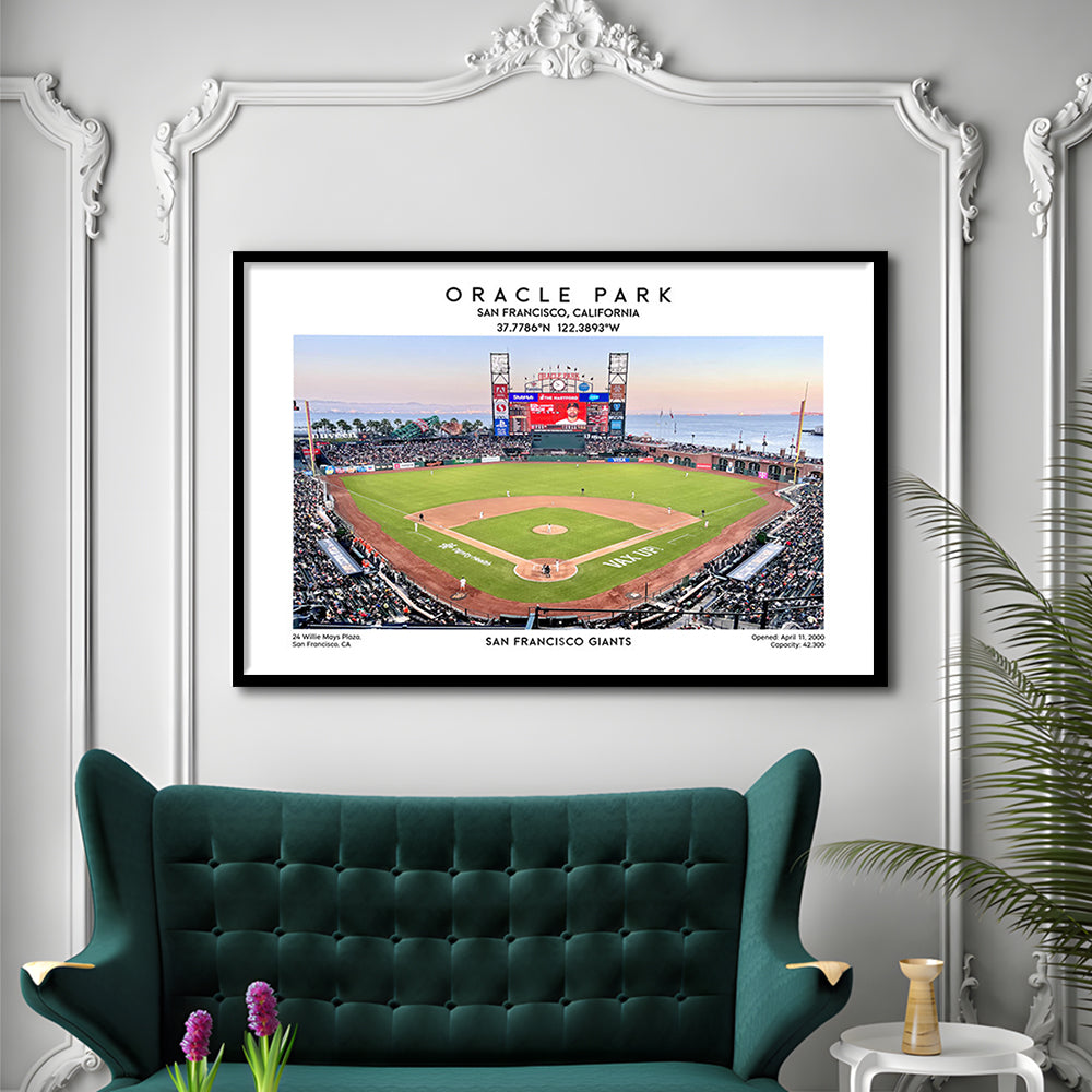 Oracle Park Stadium, San Francisco Giants Baseball Stadium Wall Art Print, Framed Art Print Wall Decor