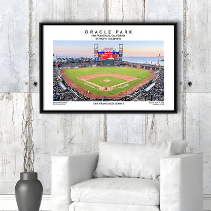 Oracle Park Stadium, San Francisco Giants Baseball Stadium Wall Art Print, Framed Canvas Print Wall Art