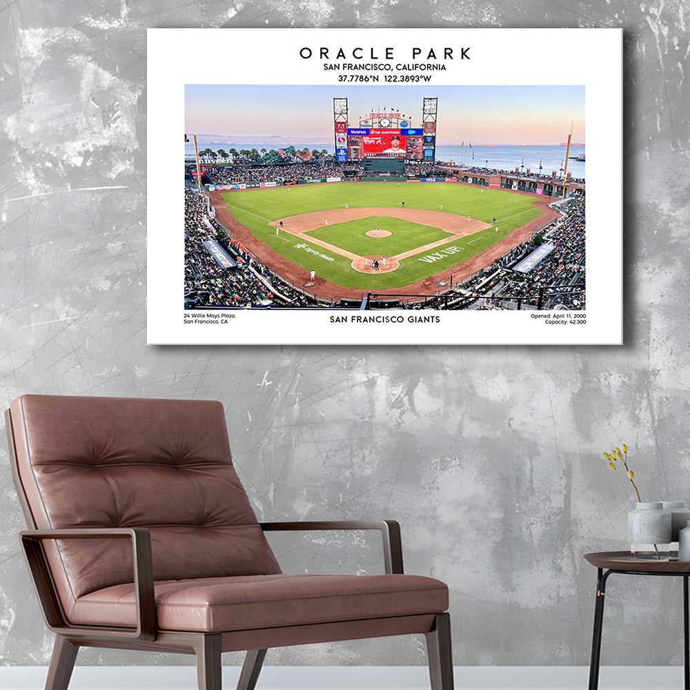 Oracle Park Stadium, San Francisco Giants Baseball Stadium Wall Art Print, Canvas Print Wall Art, Man Cave Gift