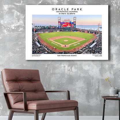 Oracle Park Stadium, San Francisco Giants Baseball Stadium Wall Art Print, Canvas Print Wall Art, Man Cave Gift