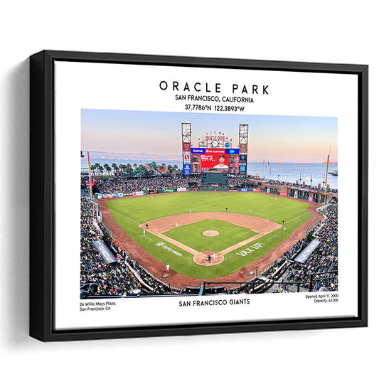 Oracle Park Stadium, San Francisco Giants Baseball Stadium Wall Art Print, Framed Canvas Print Wall Art