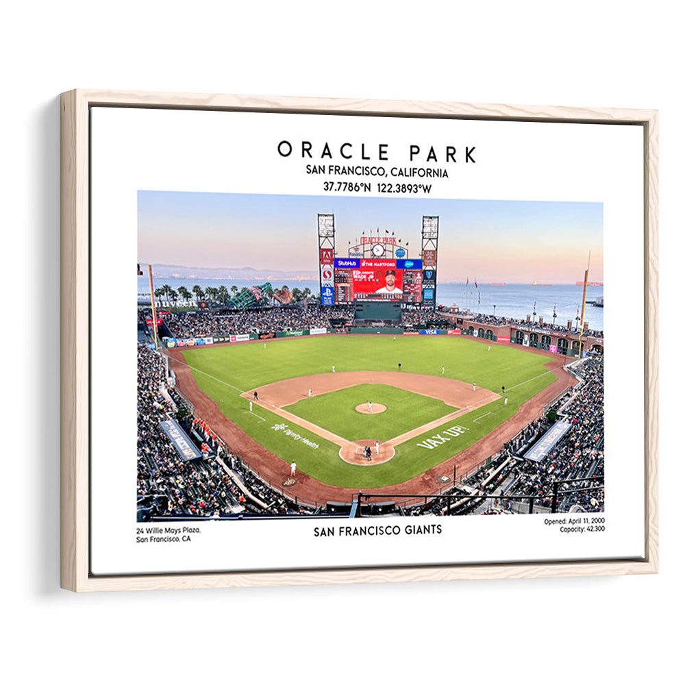 Oracle Park Stadium, San Francisco Giants Baseball Stadium Wall Art Print, Framed Canvas Print Wall Art