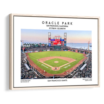 Oracle Park Stadium, San Francisco Giants Baseball Stadium Wall Art Print, Framed Canvas Print Wall Art