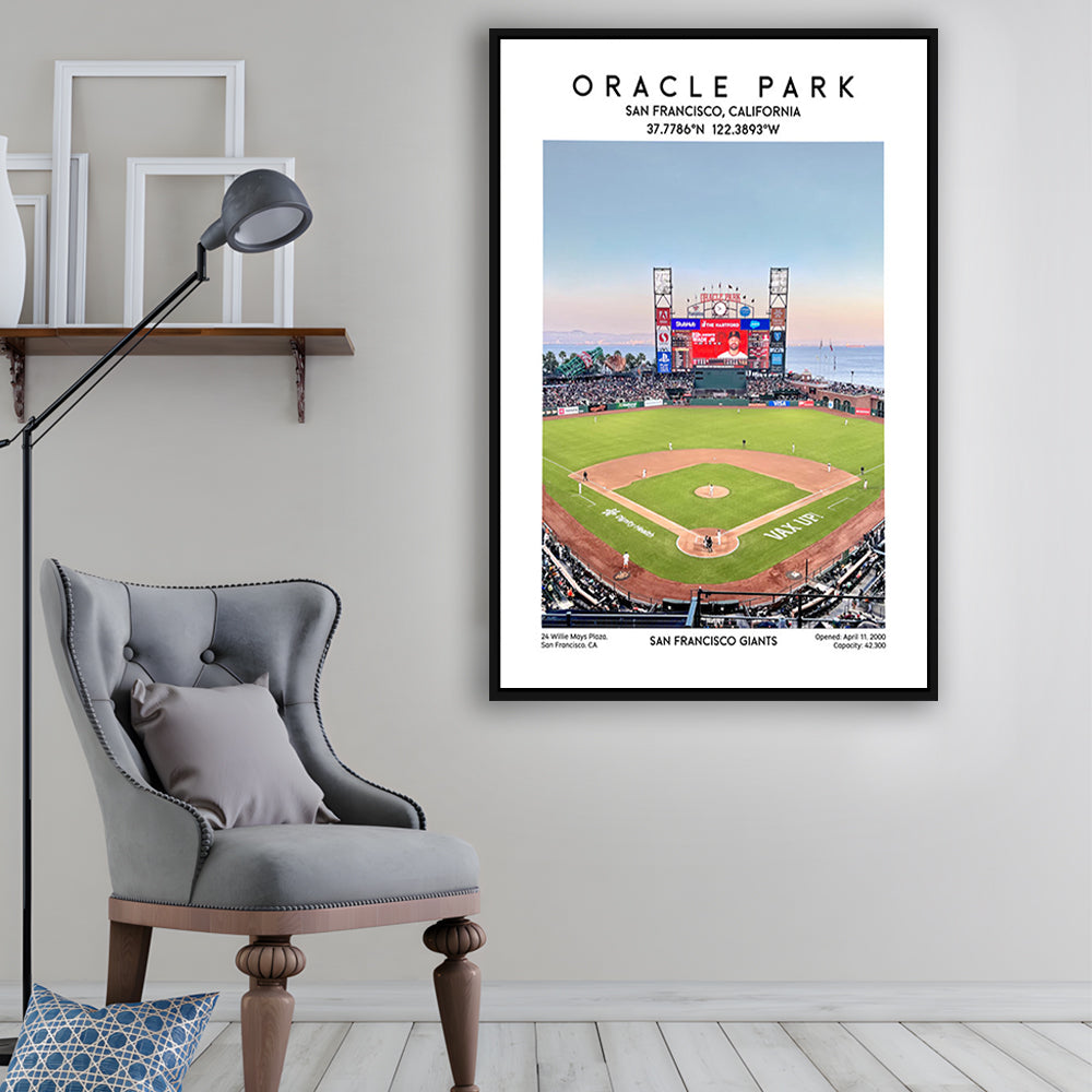 Oracle Park Stadium Print, San Francisco Giants Baseball Stadium Wall Art, Framed Canvas Prints Wall Art