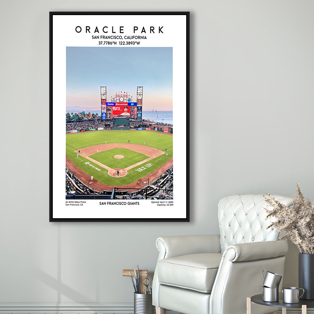 Oracle Park Stadium Print, San Francisco Giants Baseball Stadium Wall Art, Framed Canvas Prints Wall Art