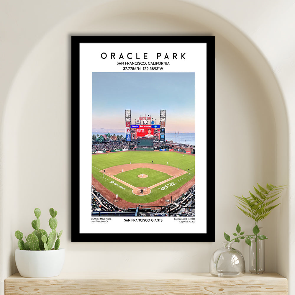 Oracle Park Stadium Print, San Francisco Giants Baseball Stadium Wall Art, Framed Art Prints Wall Decor