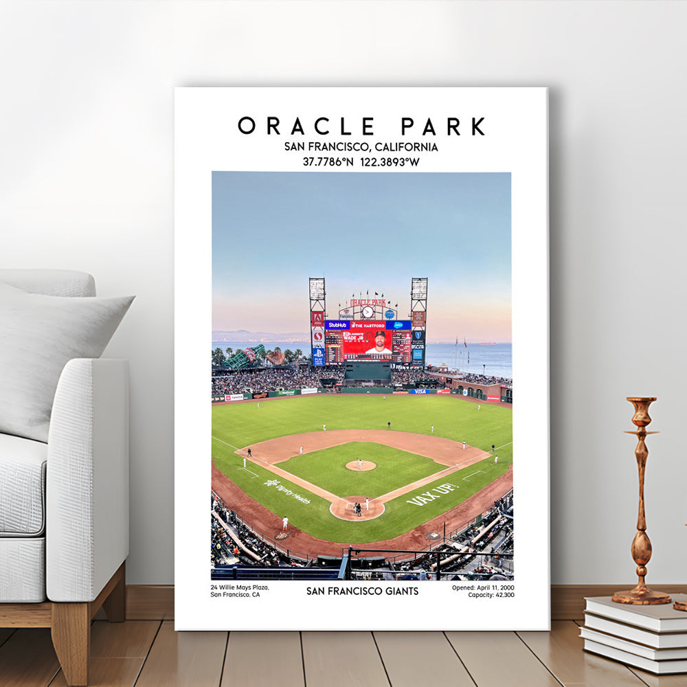 Oracle Park Stadium Print, San Francisco Giants Baseball Stadium Wall Art, Canvas Prints Wall Art, Man Cave Decor
