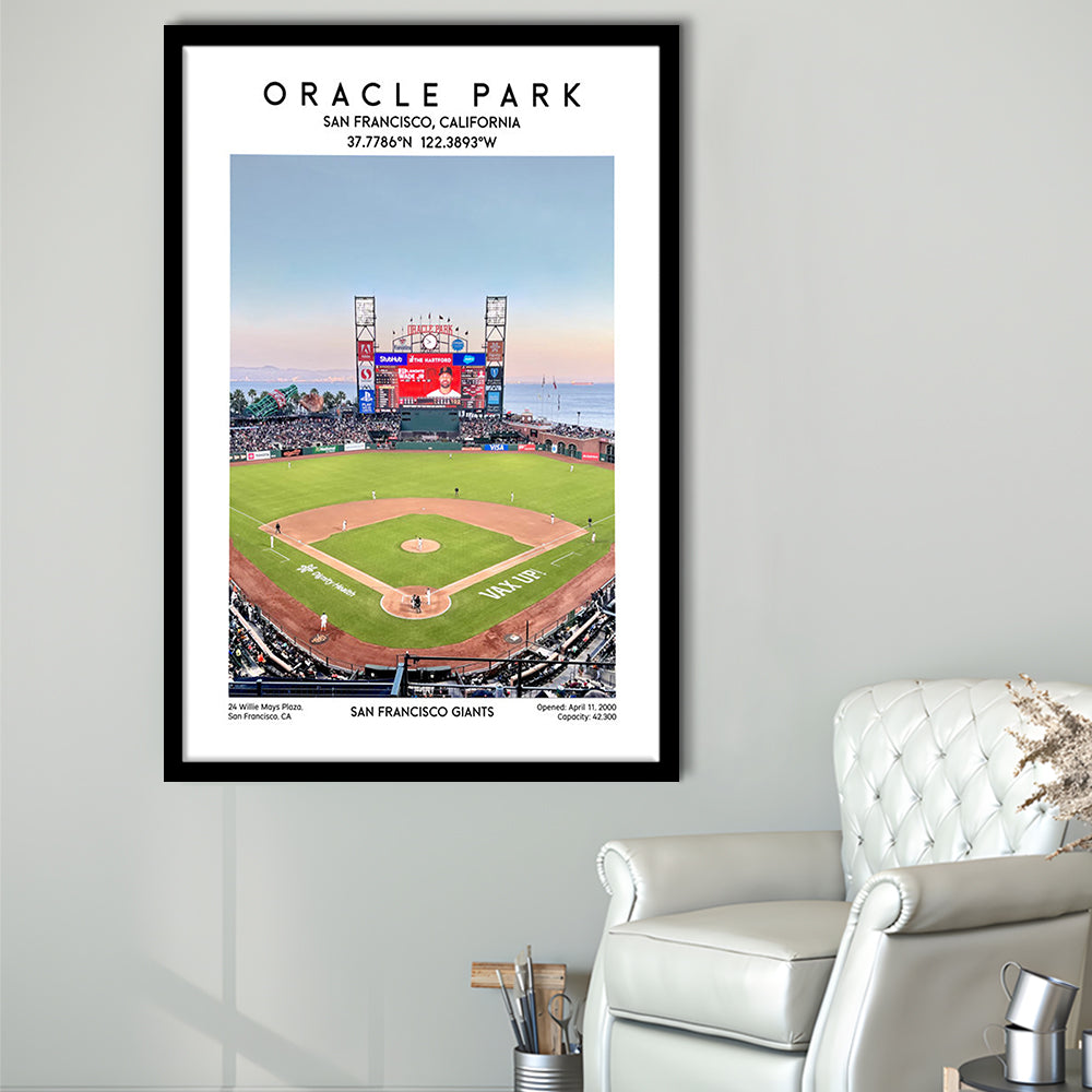 Oracle Park Stadium Print, San Francisco Giants Baseball Stadium Wall Art, Framed Art Prints Wall Decor