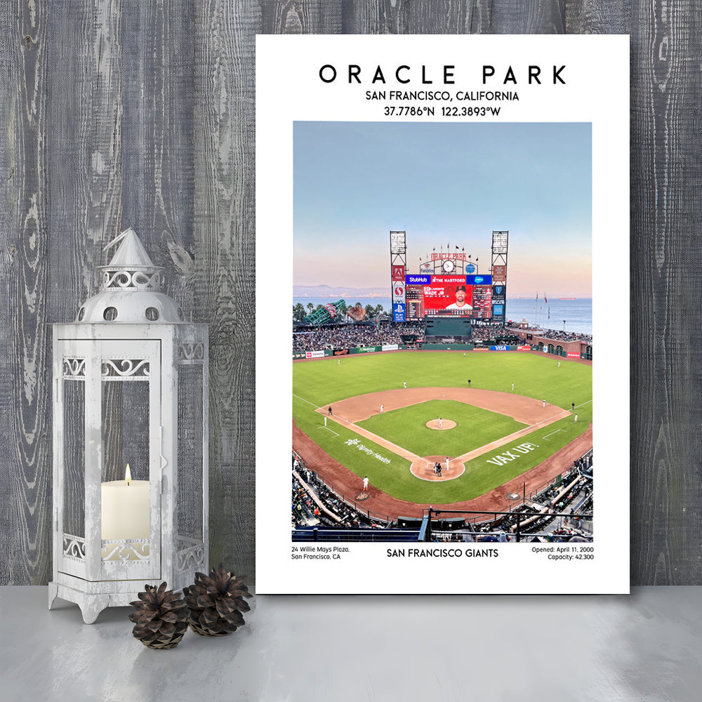 Oracle Park Stadium Print, San Francisco Giants Baseball Stadium Wall Art, Canvas Prints Wall Art, Man Cave Decor