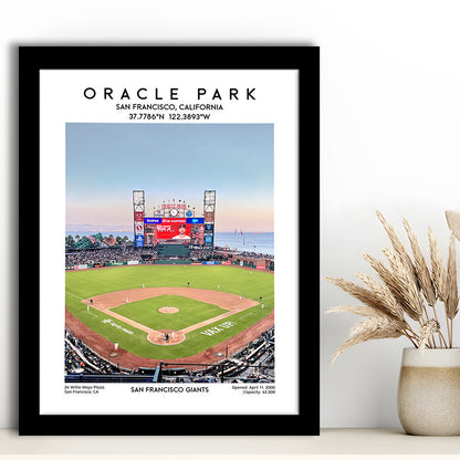 Oracle Park Stadium Print, San Francisco Giants Baseball Stadium Wall Art, Framed Art Prints Wall Decor