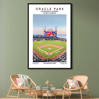 Oracle Park Stadium Print, San Francisco Giants Baseball Stadium Wall Art, Framed Canvas Prints Wall Art