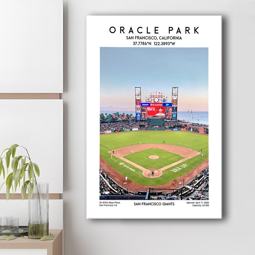 Oracle Park Stadium Print, San Francisco Giants Baseball Stadium Wall Art, Canvas Prints Wall Art, Man Cave Decor