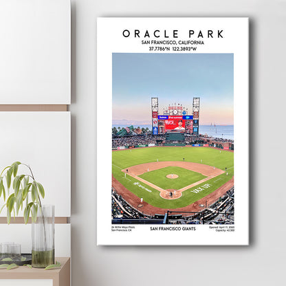 Oracle Park Stadium Print, San Francisco Giants Baseball Stadium Wall Art, Canvas Prints Wall Art, Man Cave Decor