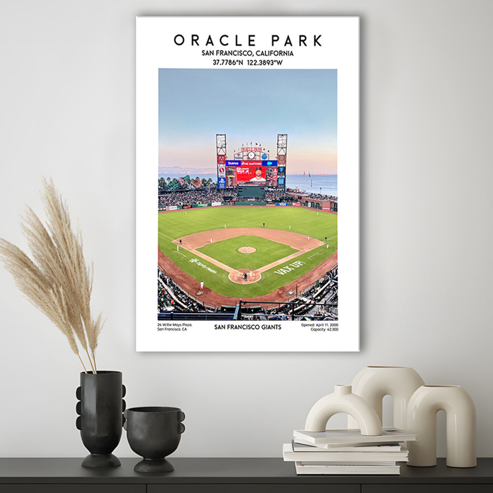 Oracle Park Stadium Print, San Francisco Giants Baseball Stadium Wall Art, Canvas Prints Wall Art, Man Cave Decor