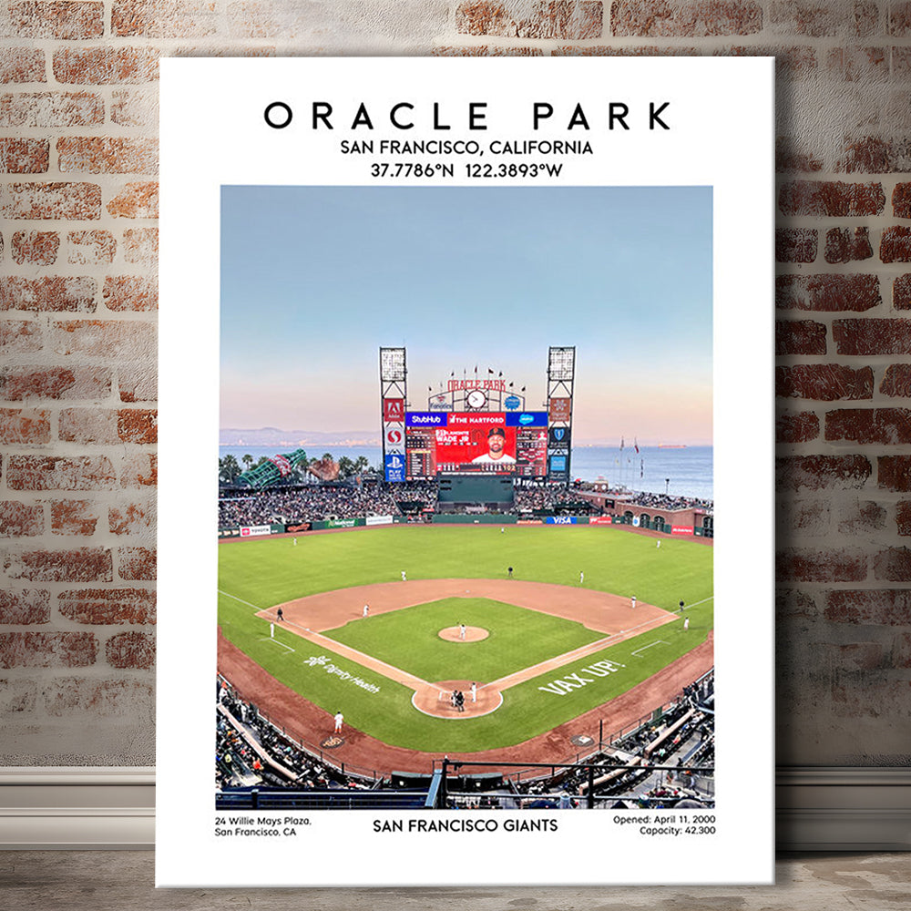 Oracle Park Stadium Print, San Francisco Giants Baseball Stadium Wall Art, Canvas Prints Wall Art, Man Cave Decor