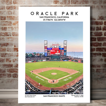 Oracle Park Stadium Print, San Francisco Giants Baseball Stadium Wall Art, Canvas Prints Wall Art, Man Cave Decor