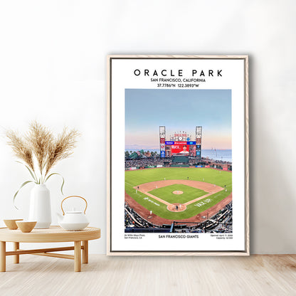 Oracle Park Stadium Print, San Francisco Giants Baseball Stadium Wall Art, Framed Canvas Prints Wall Art
